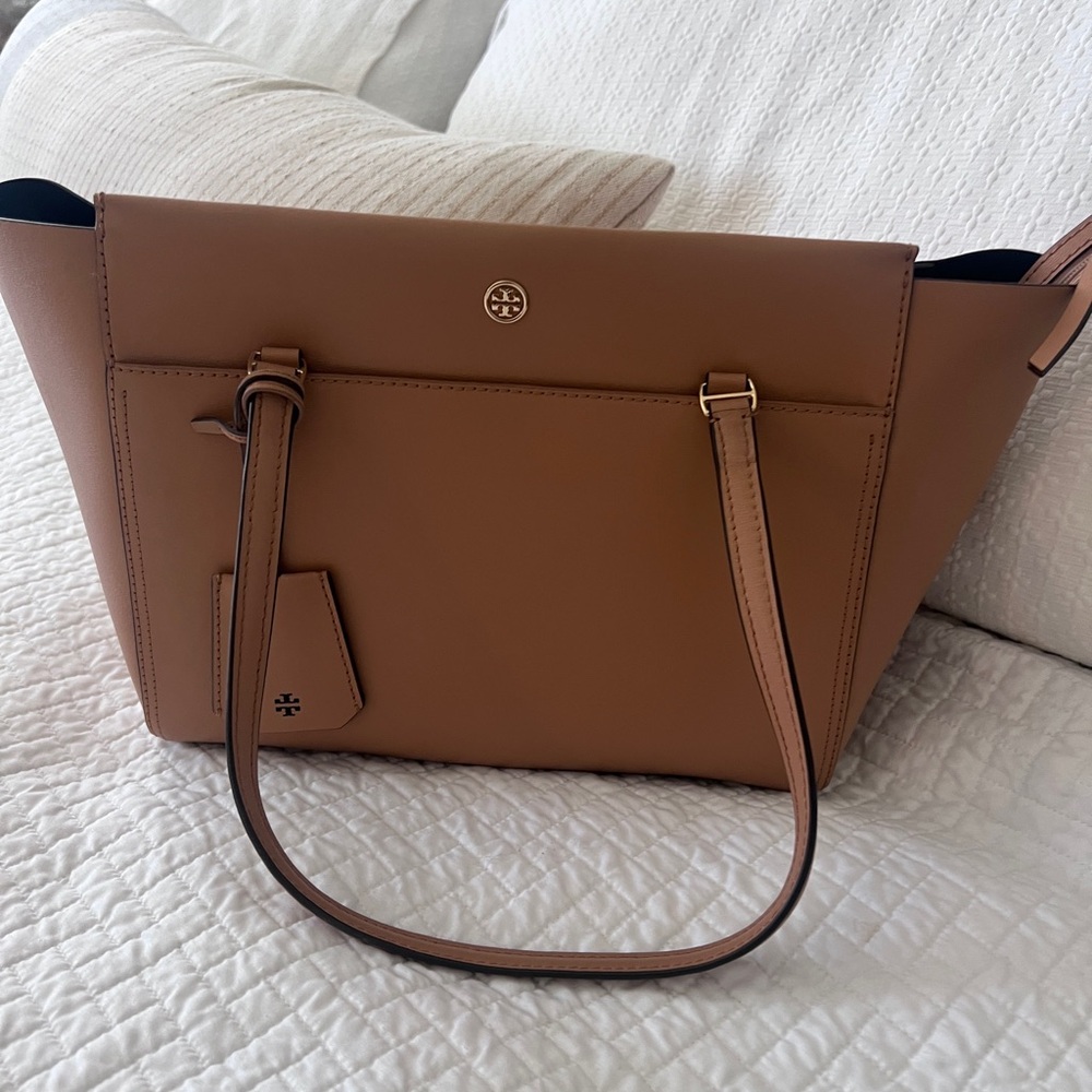 Tory Burch Brown Structured Leather Tote
